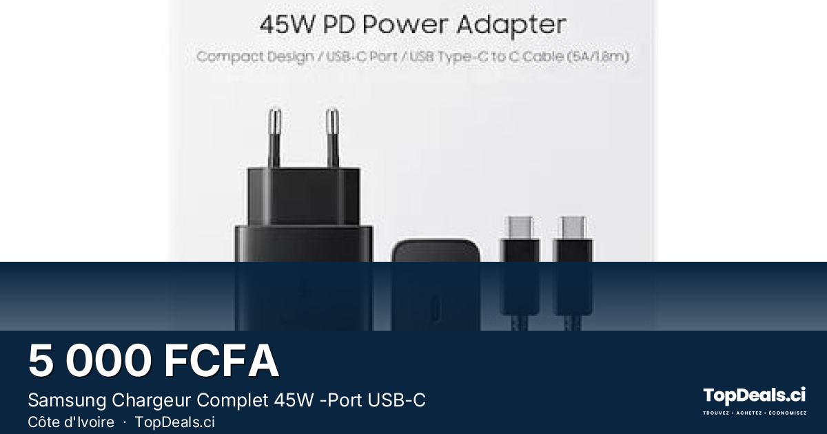 Aperçu du partage – Samsung Chargeur Complet 45W -Port USB-C