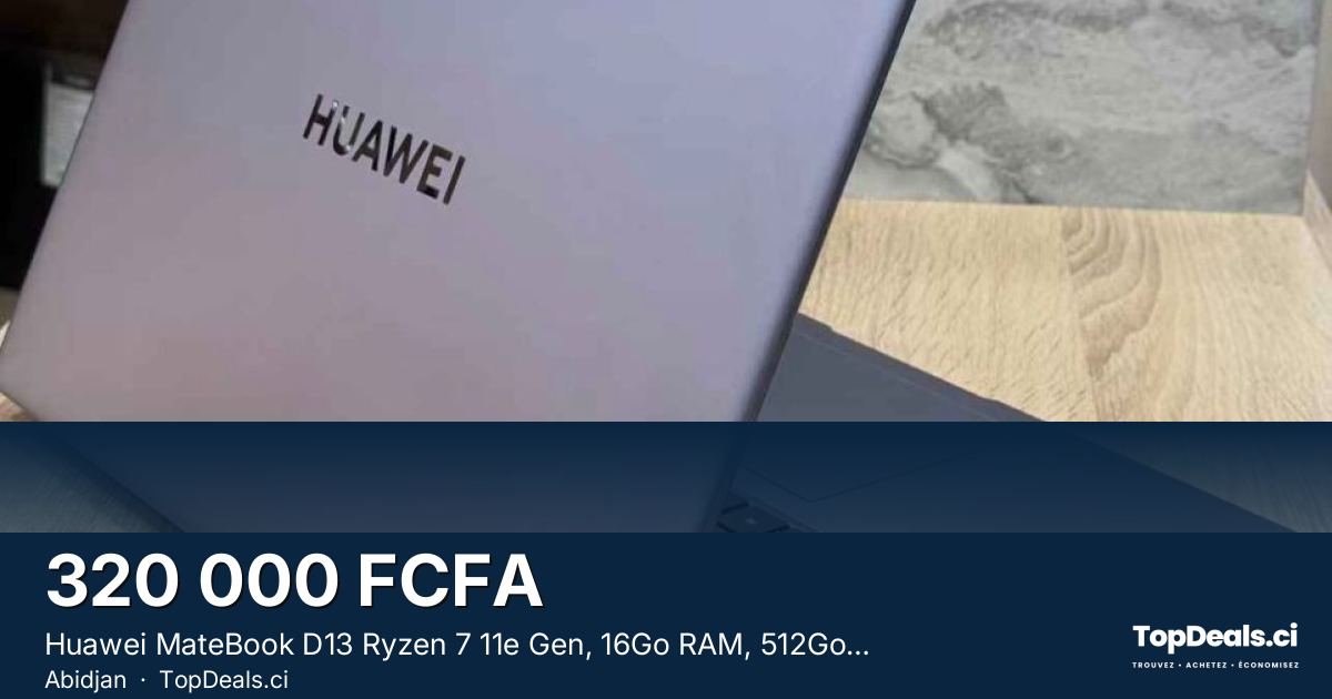 Aperçu du partage – Huawei MateBook D13 Ryzen 7 11e Gen, 16Go RAM, 512Go SSD, Écran 3K