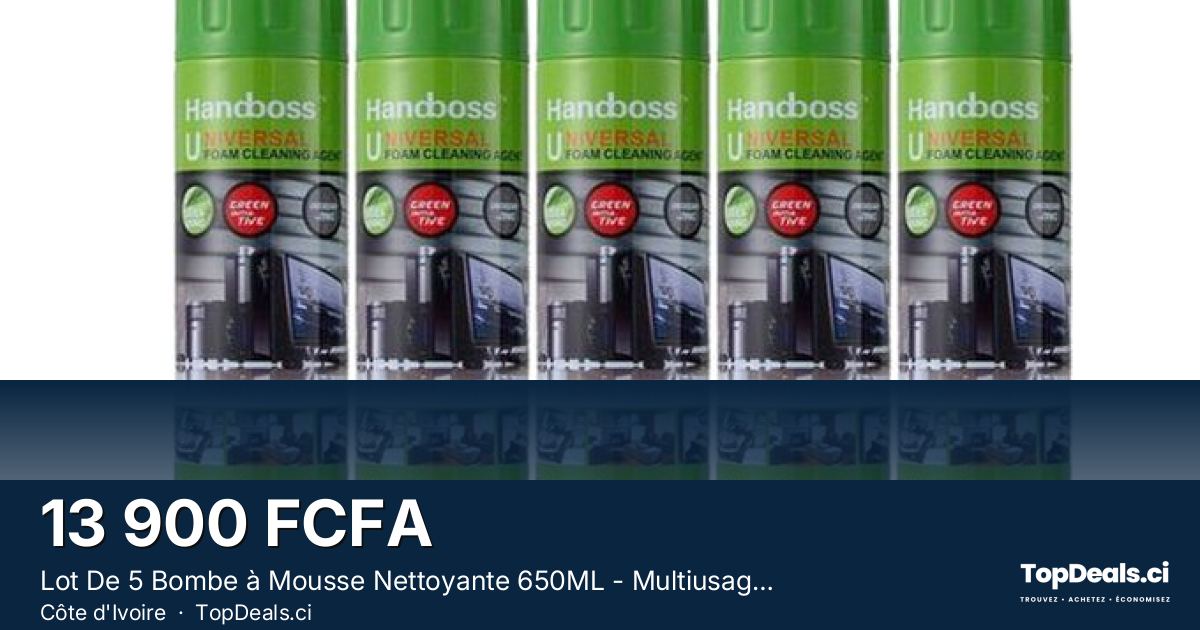 Aperçu du partage – Lot De 5 Bombe à Mousse Nettoyante 650ML - Multiusages