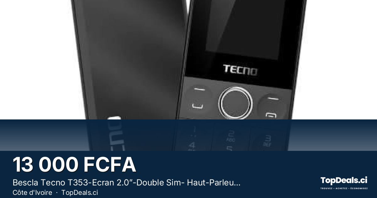 Aperçu du partage – Bescla Tecno T353-Ecran 2.0”-Double Sim- Haut-Parleur- Radio FM- Lampe Torche-3000 mAh - Peti