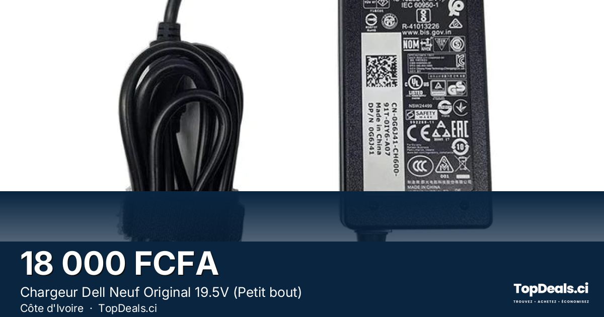Aperçu du partage – Chargeur Dell Neuf Original 19.5V (Petit bout)
