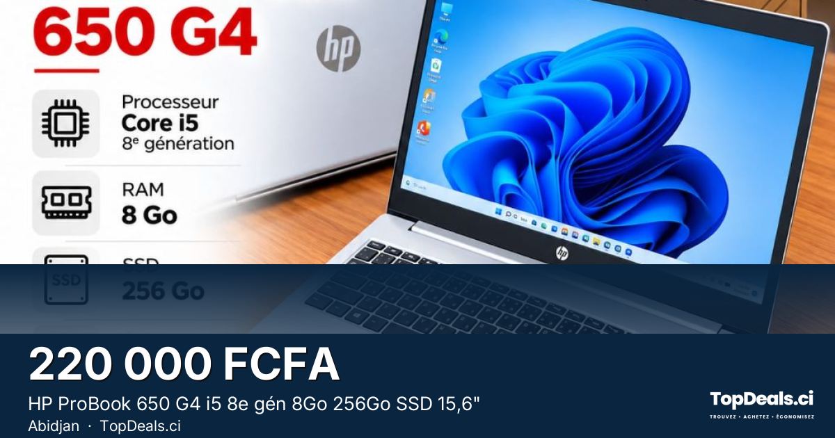 Aperçu du partage – HP ProBook 650 G4 i5 8e gén 8Go 256Go SSD 15,6"