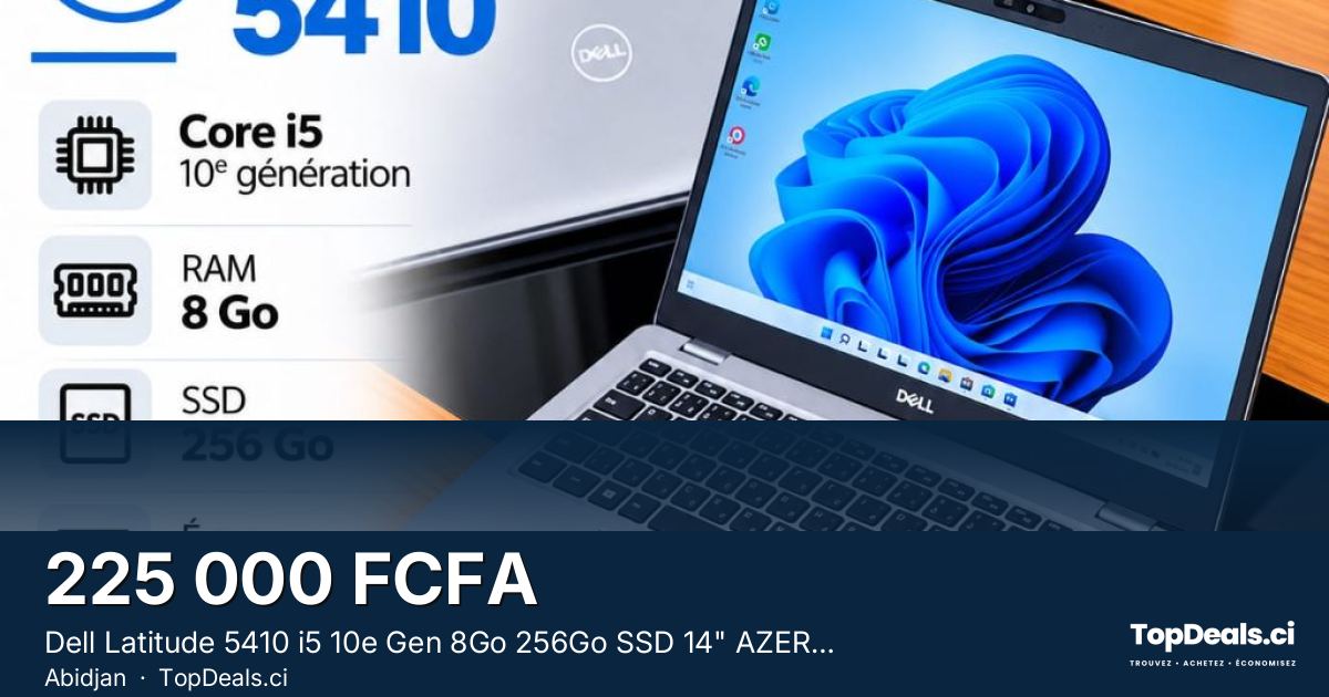 Aperçu du partage – Dell Latitude 5410 i5 10e Gen 8Go 256Go SSD 14" AZERTY