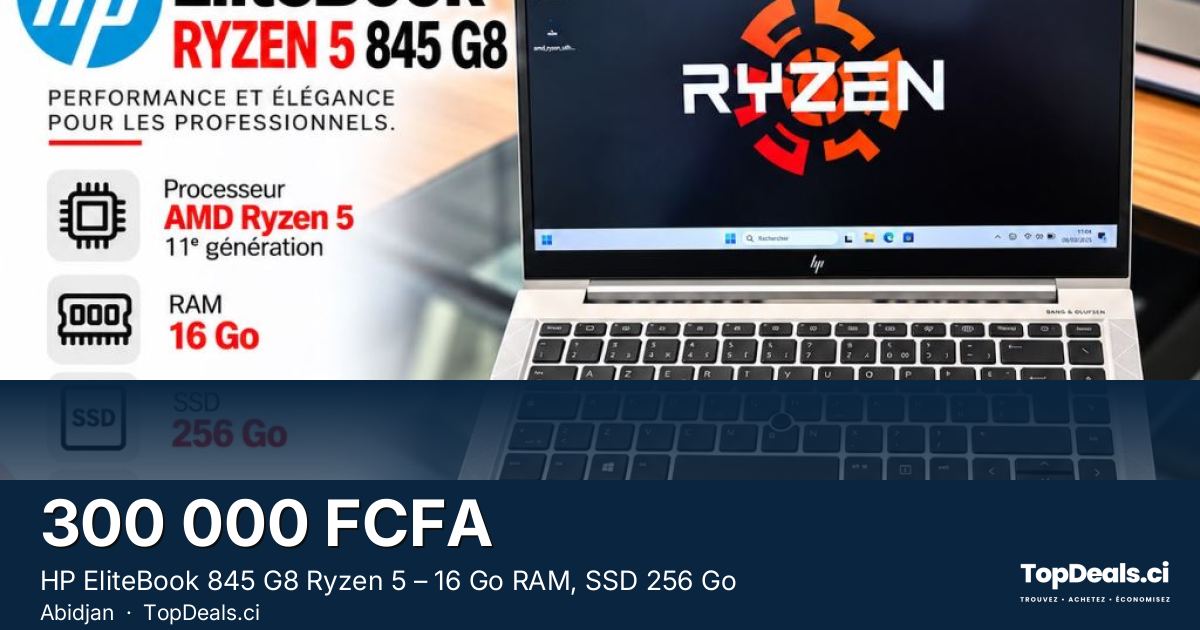 Aperçu du partage – HP EliteBook 845 G8 Ryzen 5 – 16 Go RAM, SSD 256 Go