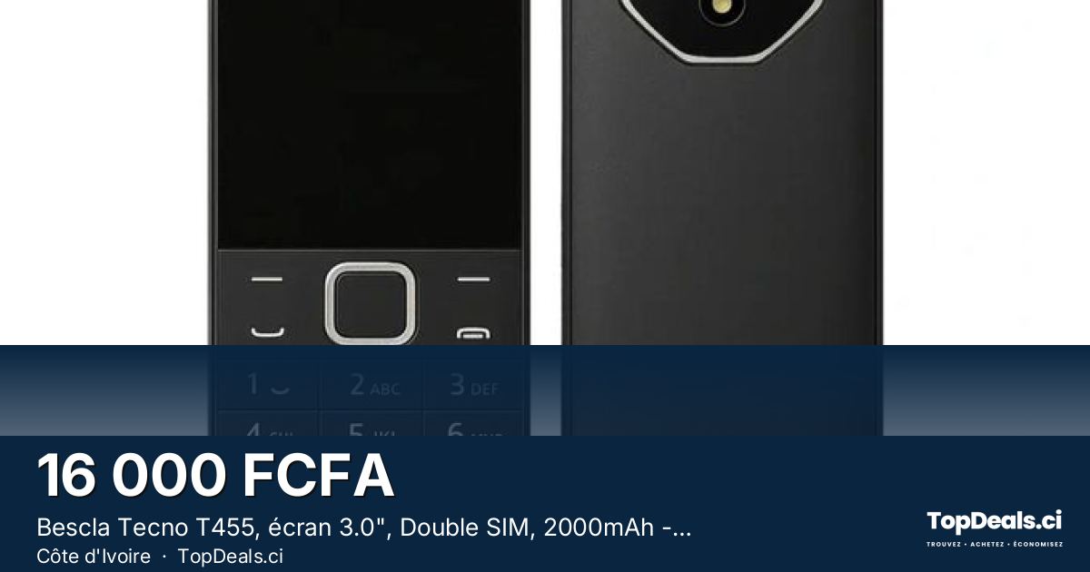 Aperçu du partage – Bescla Tecno T455, écran 3.0", Double SIM, 2000mAh - Petit Téléphone Basique - Téléphone