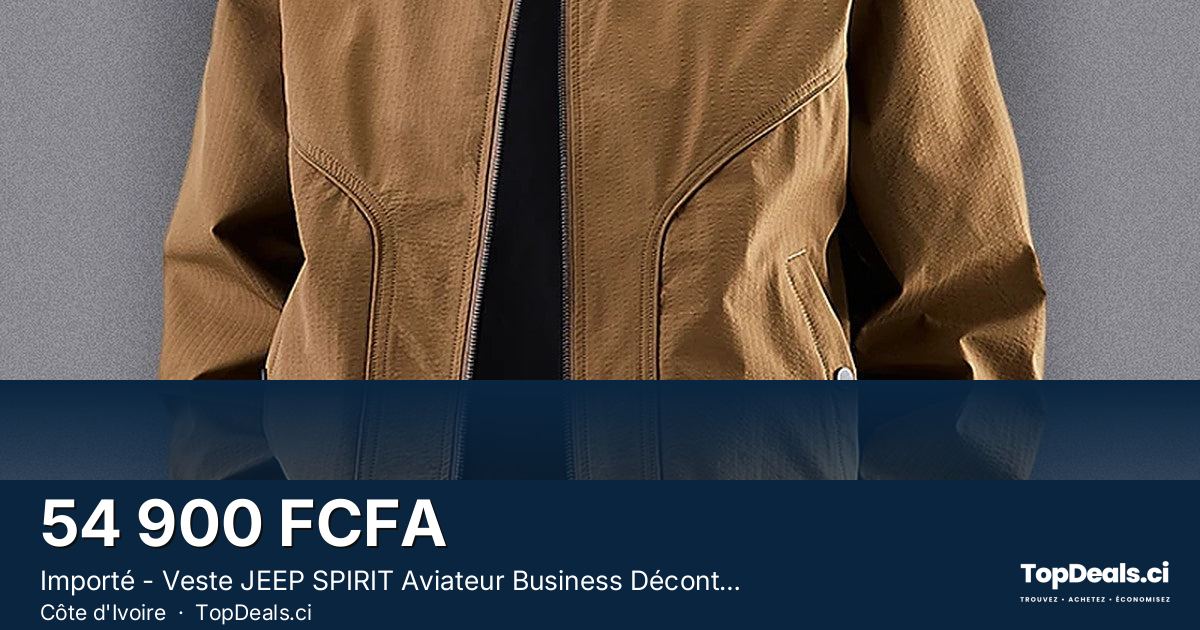 Aperçu du partage – Importé - Veste JEEP SPIRIT Aviateur Business Décontracté Col Montant Manches Longues