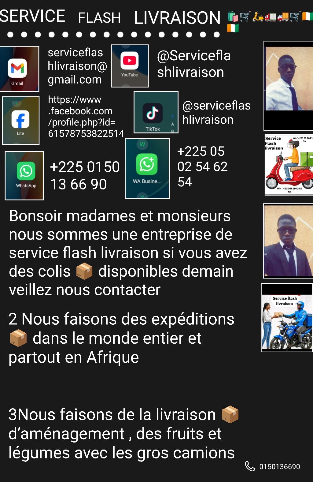 Recherche Livreurs Motos (Papiers Complets) - 60.000F/mois + Prime