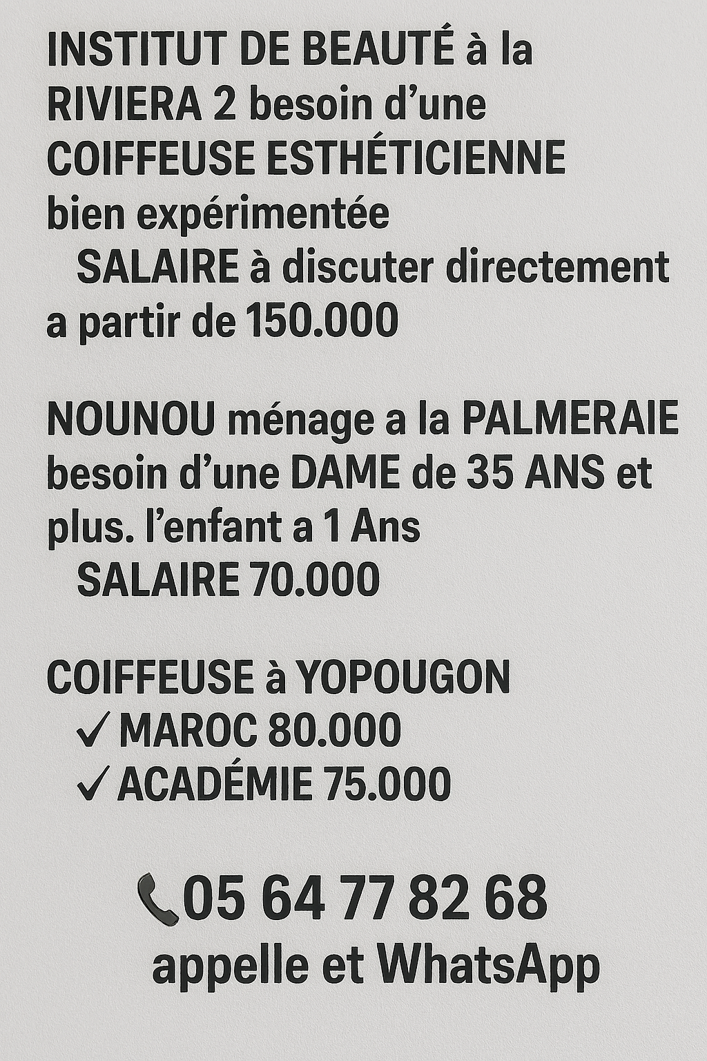 Emploi rapide 