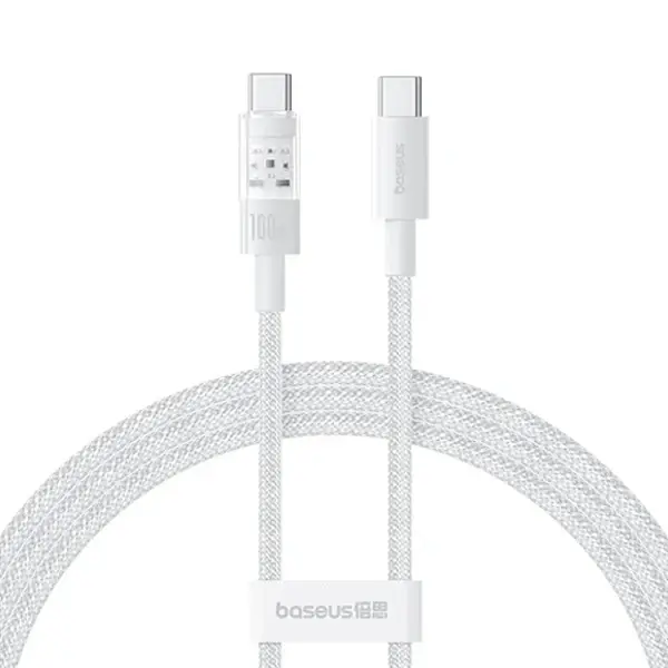 Câble de charge rapide Baseus Purely Lucent Purely Power - 100W - 2m - Type-C vers Type-C - Bla