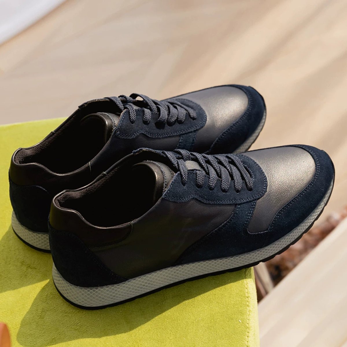 SOLDÉ - Sneakers Basket Mixte Sport Cuir Véritable - RESTE 1