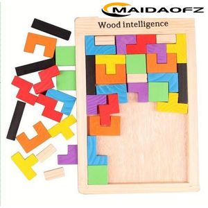 MAIDAOFZ Puzzle éducatif pour enfants en bois Tetris, jeu de blocs de construction-