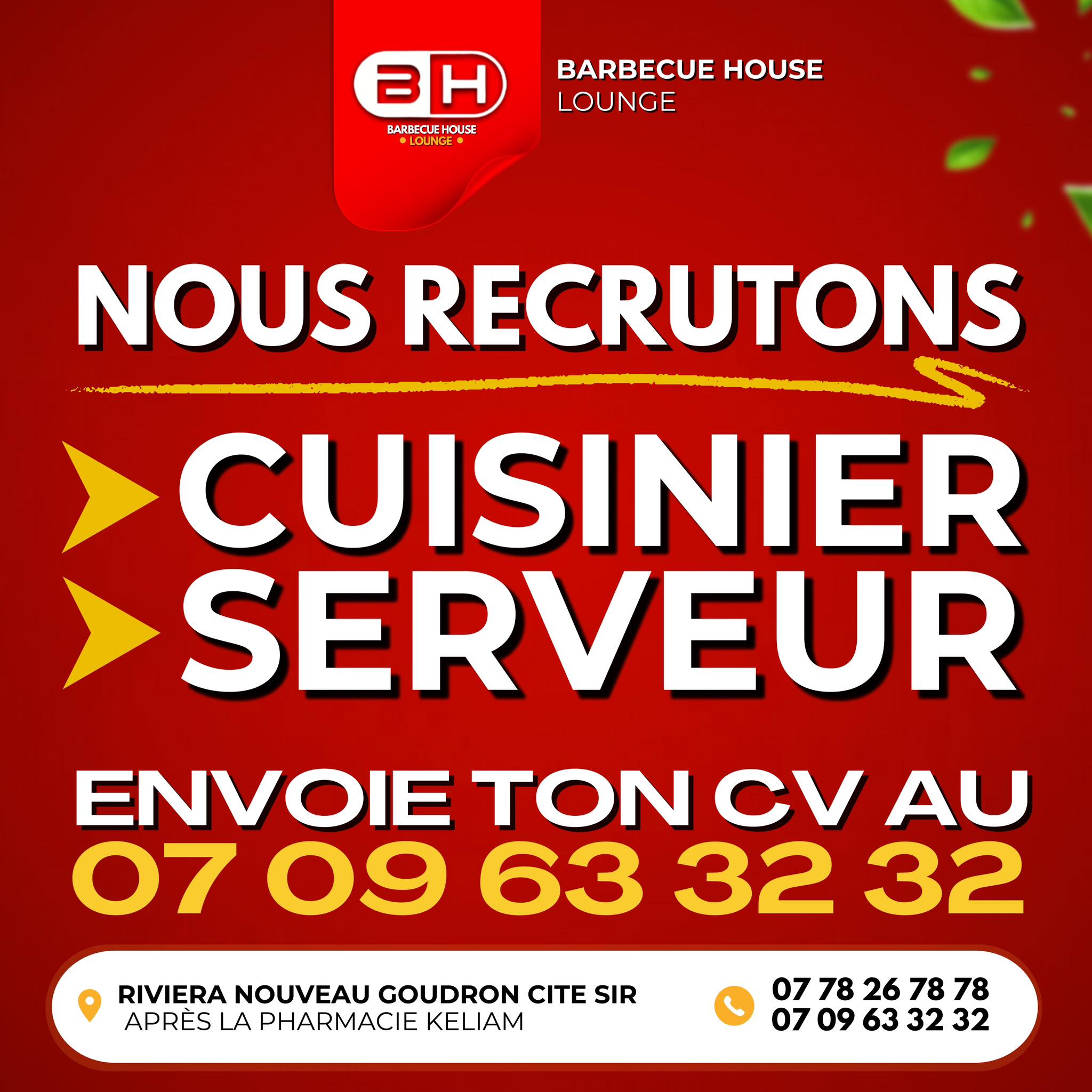 Recherche de serveurs et cuisiniers
