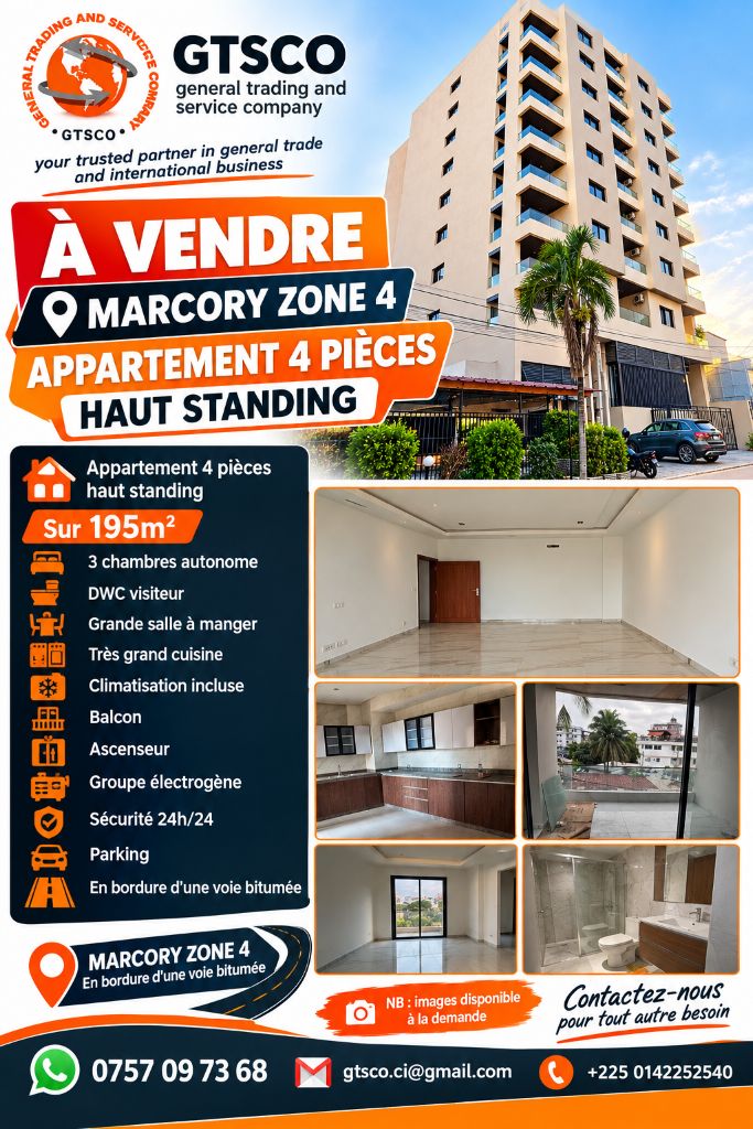 À vendre marcory zone 4 appartement 4 pièces 