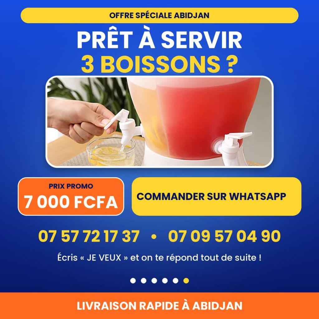 Distributeur 3 boissons 4,5L – 7000 FCFA Abidjan