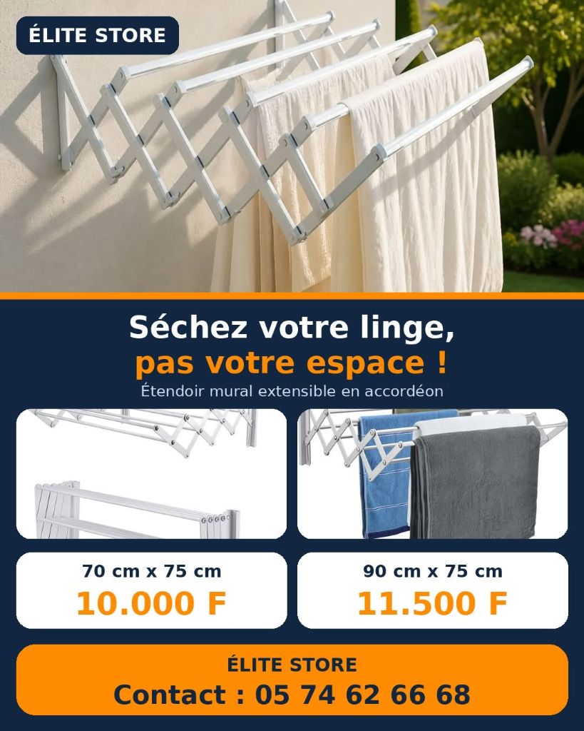 Étendoir mural extensible accordéon – gain de place