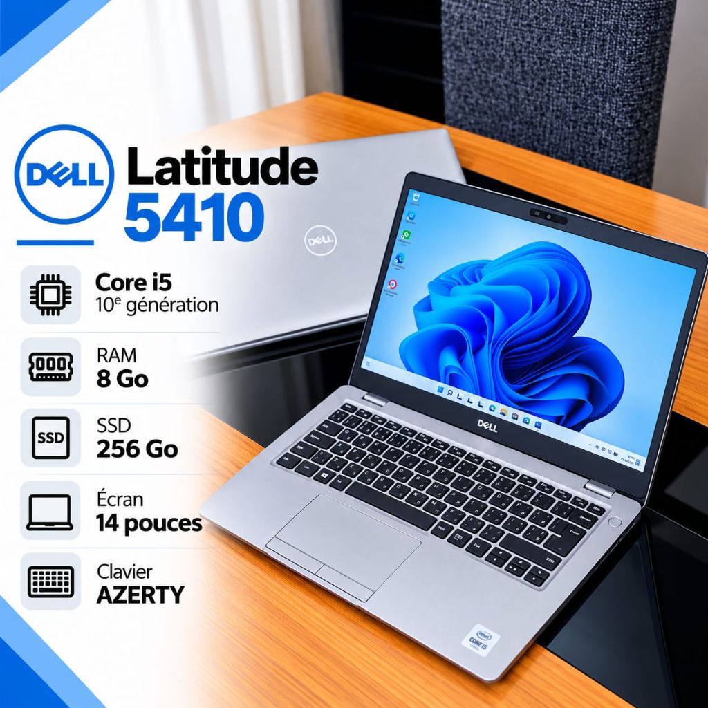 Dell Latitude 5410 i5 10e Gen 8Go 256Go SSD 14" AZERTY