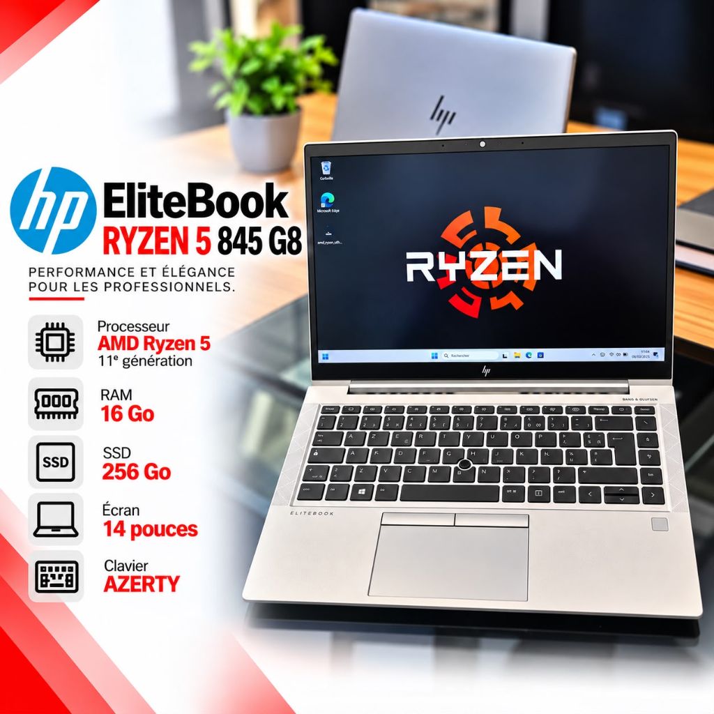 HP EliteBook 845 G8 Ryzen 5 – 16 Go RAM, SSD 256 Go