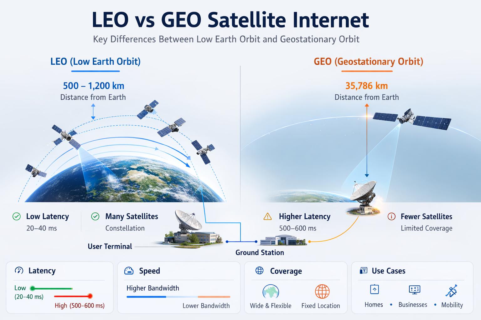 La vraie différence : LEO contre satellite géostationnaire