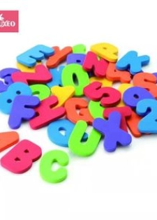 Arsuxeo 36pcs/pack Puzzle de Lettres Alphanumériques de Bain Doux en EVA, Jouets pour Enfants,
