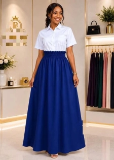 Tenue scolaire fille : chemise blanche + jupe marine