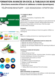 formation avancée en excel et TCD (tableaux de bord et reporting)