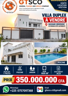 Grand bassam duplex 7 pièces avec piscine en vente 