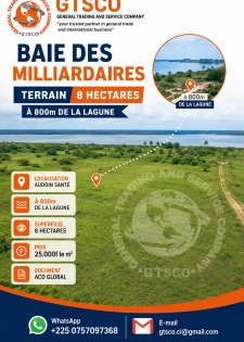 Baie des milliardaires Terrain 8 hectares à 800m de la lagune 