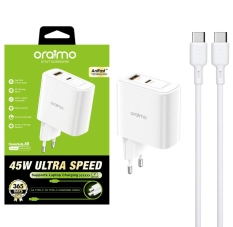Oraimo PowerGaN OCW E102D – 45 W Câble Type-C BLANC